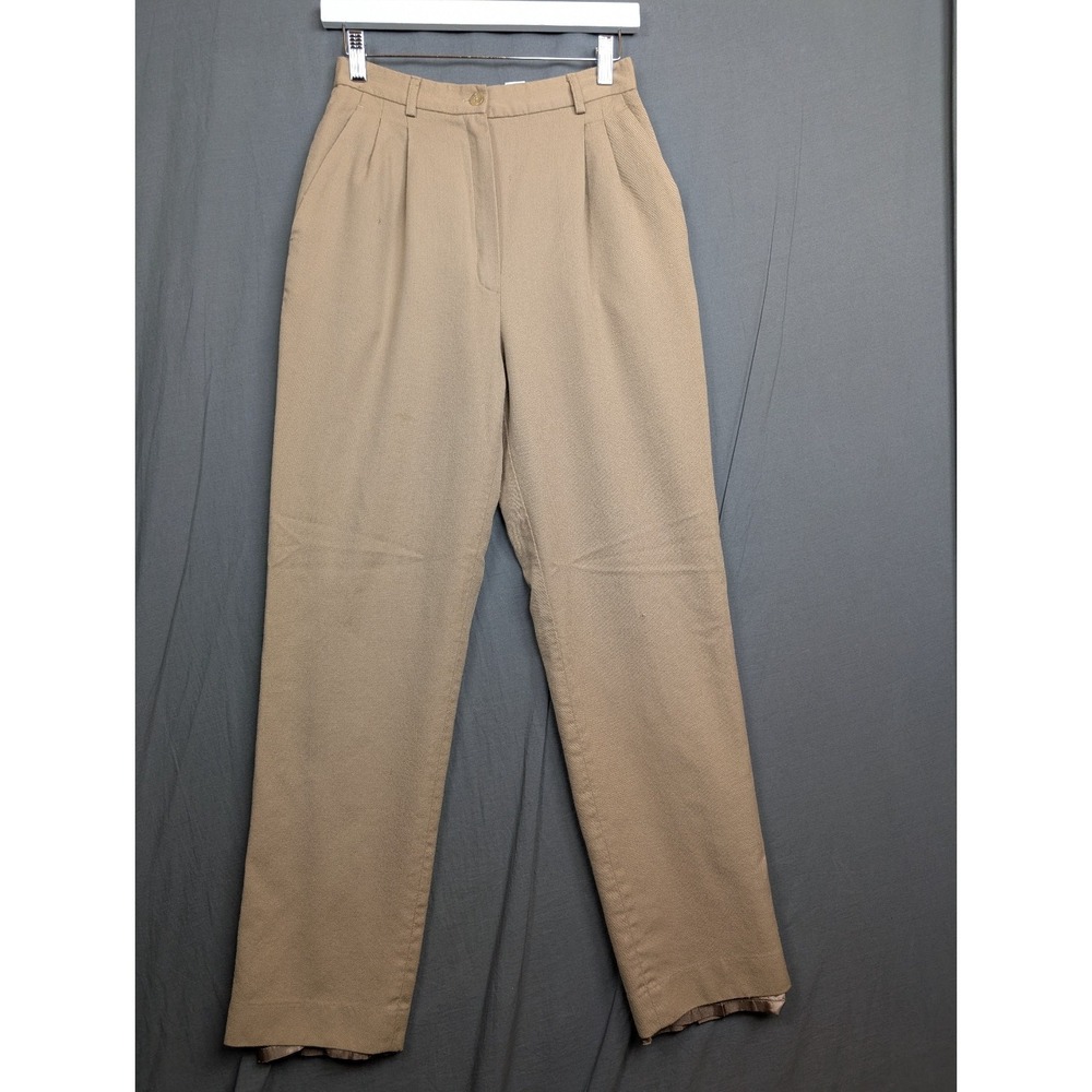 Pendleton 100% Virgin Wool Pleated Trousers Women's Beige Khaki Size 8